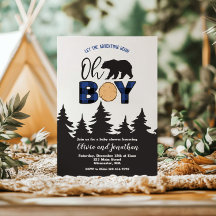 Oh Boy Bear azul Búfalo Planchado Baby Shower
