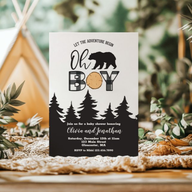 Invitación Oh Boy Bear Buffalo Plantado Baby Shower (Subido por el creador)
