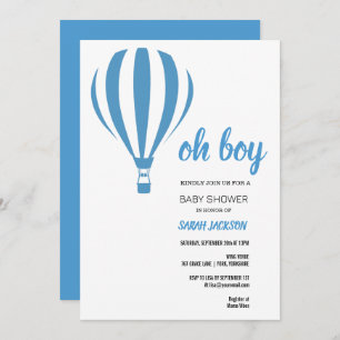 Invitación Oh Boy Blue Air Balloon Baby Shower