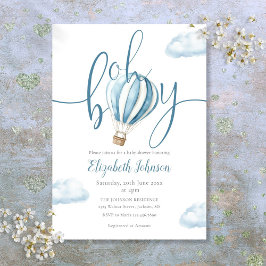 Invitación Oh Boy Blue Air Balloon Baby Shower
