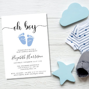 Invitación Oh Boy Blue Baby Feet Shower