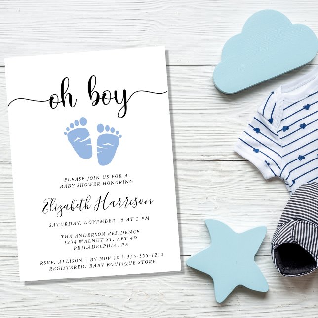 Invitación Oh Boy Blue Baby Feet Shower (Subido por el creador)