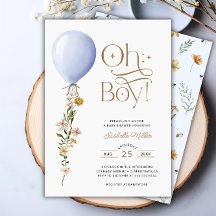 Oh Boy Blue Balloon Wilflower Baby Shower