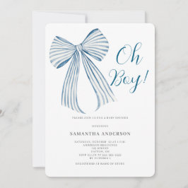 Invitación Oh Boy Blue Bow Baby Shower