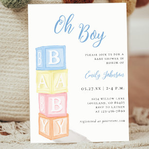 Invitación Oh Boy Blue Cute Baby Shower