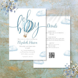 Invitación Oh Boy Blue Hot Air Balloon Todo En Un Baby Shower