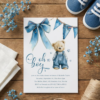 Invitación Oh Boy | Blue Jean Baby Denim Baby Shower