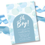 Invitación Oh Boy Blue Polka Dots Baby Shower<br><div class="desc">Diseño moderno Oh Boy con puntos de polka azul y verde claro con un arco azul mostrando tu información fiesta. Visita nuestra tienda para ver toda nuestra colección Oh Boy</div>