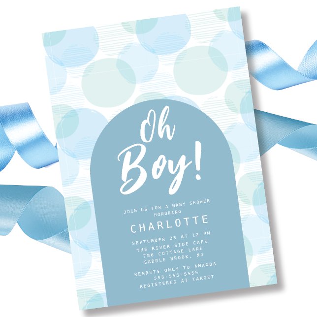 Invitación Oh Boy Blue Polka Dots Baby Shower (Subido por el creador)
