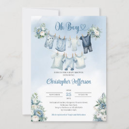 Invitación Oh Boy Boho Baby Clothesline Baby Shower