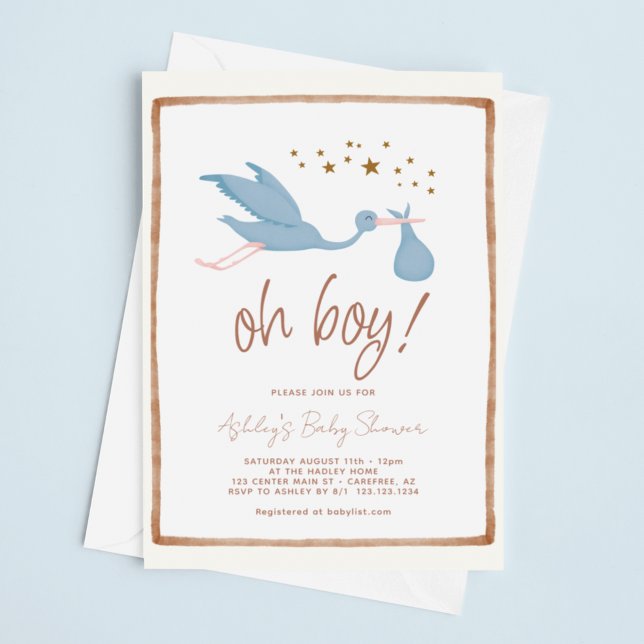 Invitación Oh Boy Boho Cigüeña Baby Shower (Subido por el creador)
