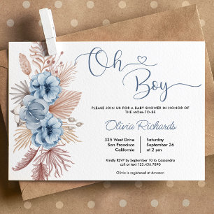 Invitación Oh Boy Boho Pampas Grass Baby Shower