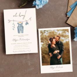 Invitación Oh Boy Boho ropa de bebé azul