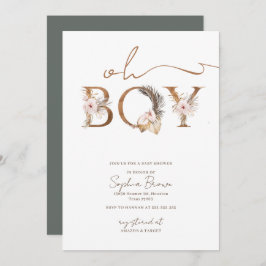 Invitación Oh Boy Boho Tropical Flowys Boy Baby Shower