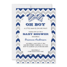 OH BOY Bow la ducha de bebé / chevron gris marino