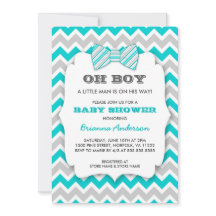 OH BOY Bowtie baby ducha / chevron gris turquesa