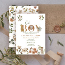 Invitación Oh Boy Brown Boho Safari Ducha de Animales