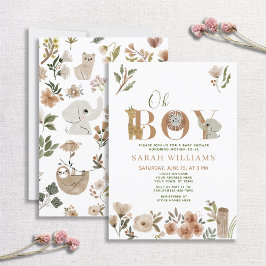 Invitación Oh Boy Brown Boho Safari Ducha de Animales