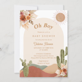 Invitación Oh Boy Cactus Desert Baby Shower Southwestern