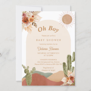 Invitación Oh Boy Cactus Desert Baby Shower Southwestern