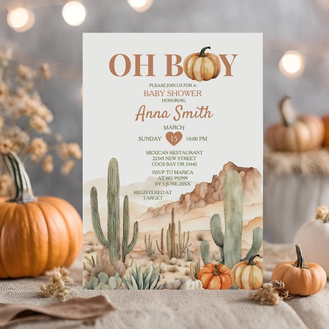 Invitación Oh Boy Cactus Desert Pampkin Baby Shower (Subido por el creador)