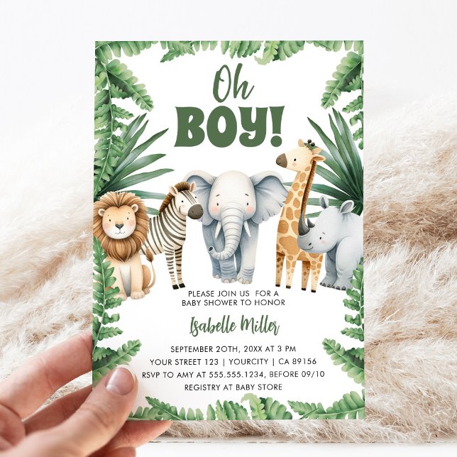 Invitación Oh Boy Cute Safari Animal Greeneration Boy Baby Sh (Subido por el creador)