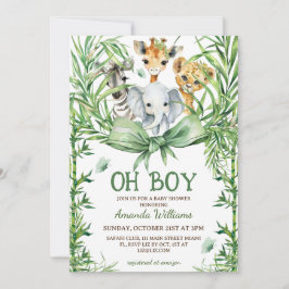 Invitación Oh Boy Cute Safari Animals Baby Shower