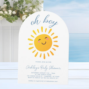 Invitación Oh Boy Cute Sunshine Blue Baby Shower