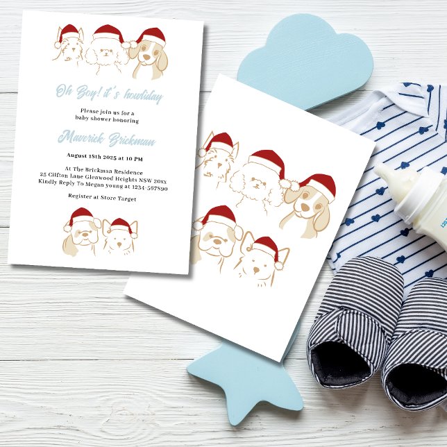 Invitación Oh Boy Cuties Navidades de Cachorros Howliday Baby (Subido por el creador)