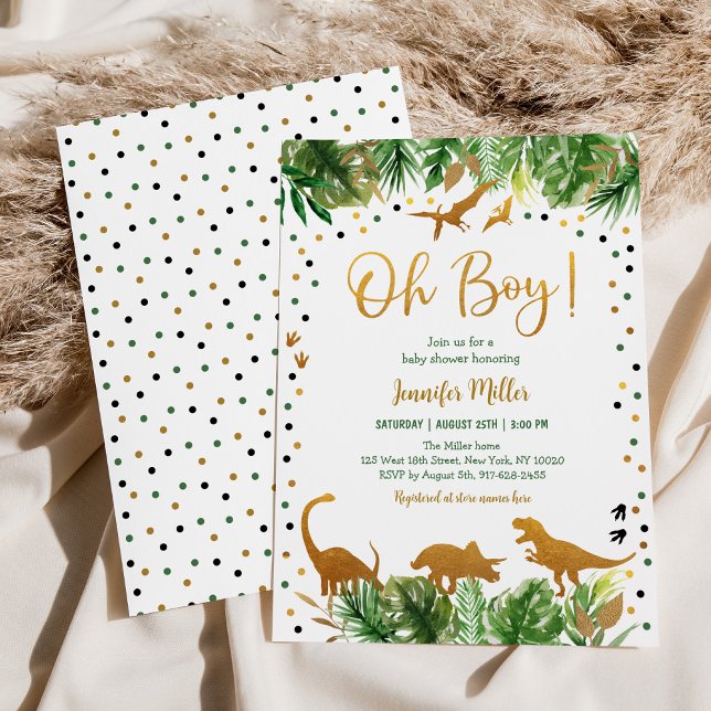 Invitación Oh Boy Dinosaur Baby Shower (Subido por el creador)
