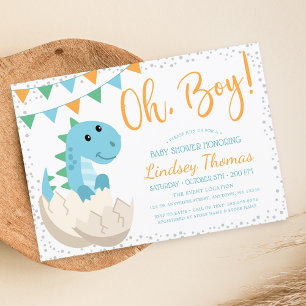 Invitación Oh Boy Dinosaur Baby Shower