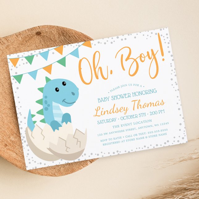 Invitación Oh Boy Dinosaur Baby Shower (Subido por el creador)