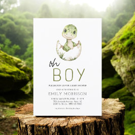 Invitación Oh Boy Dinosaur Cut Baby Shower