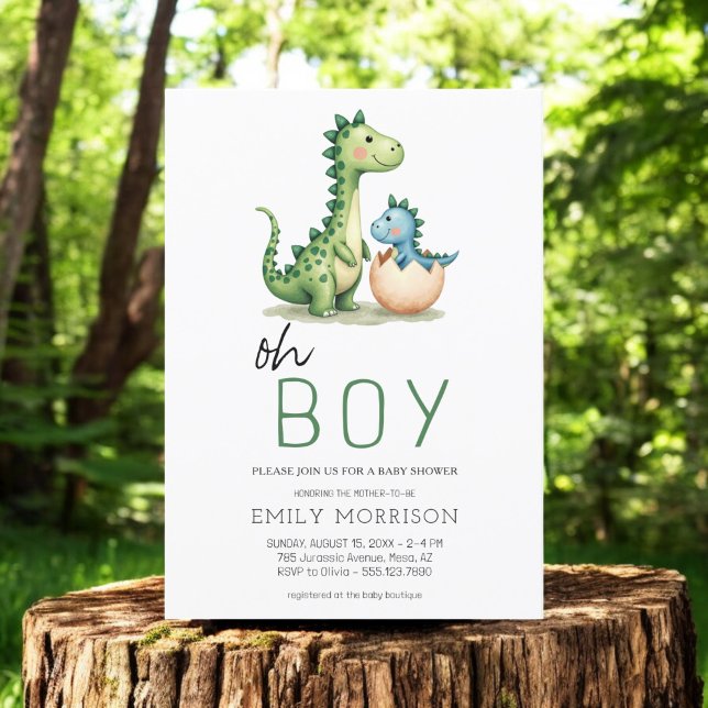 Invitación Oh Boy Dinosaur Cut Baby Shower (Subido por el creador)