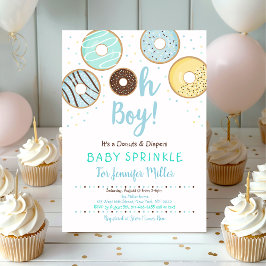 Invitación Oh Boy Donuts & Diapers Blue Baby Sprinkle