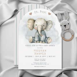 Invitación Oh Boy Elephant Blue Arch Baby Shower