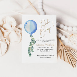 Invitación Oh Boy Eucalyptus Blue Balloon Baby Shower