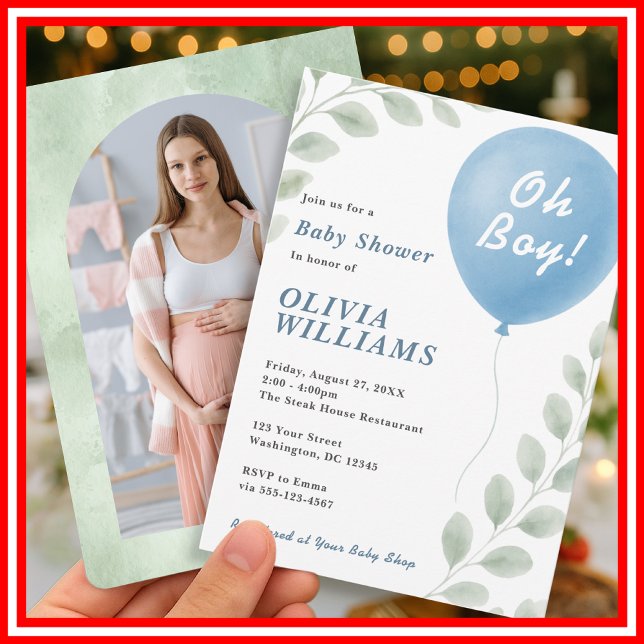 Invitación Oh Boy Eucalyptus PHOTO Greenery Baby Shower (Subido por el creador)