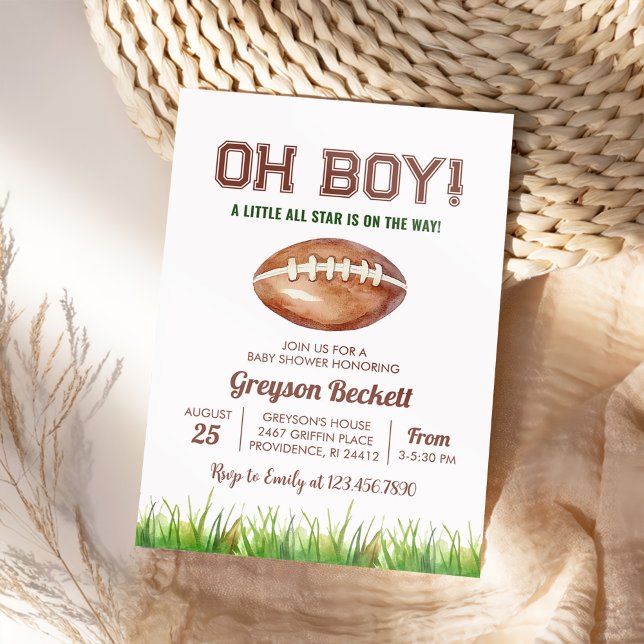 Invitación Oh Boy Football Baby Shower (Subido por el creador)