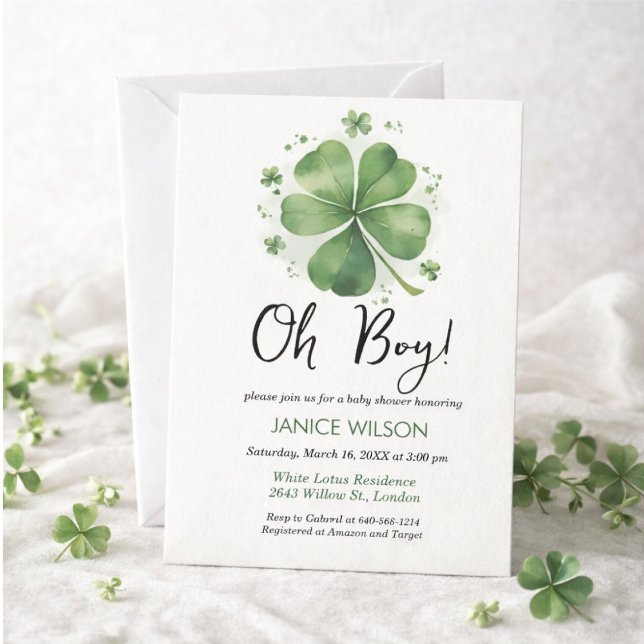 Invitación Oh Boy Green Shamrock St. Patricks Day Baby Shower (Subido por el creador)