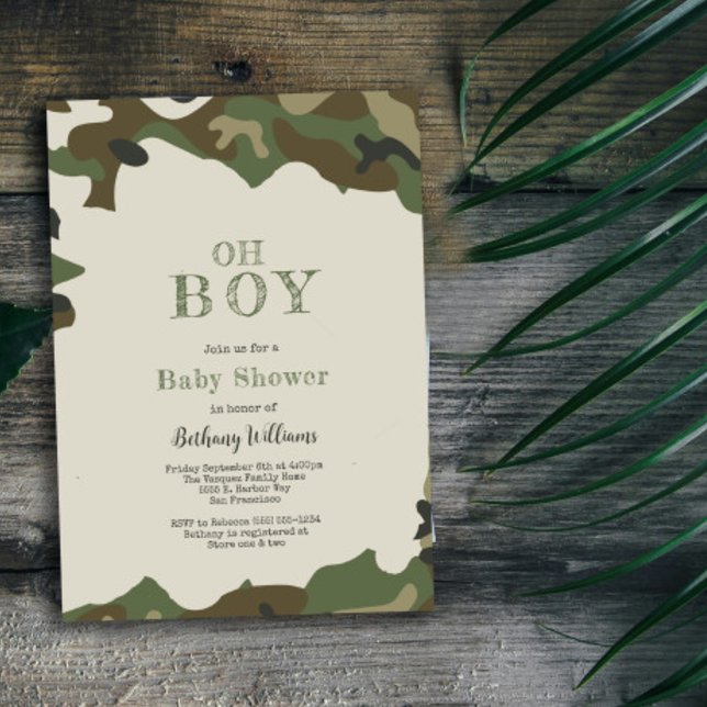 Invitación Oh Boy Green Woodland Camo Baby Shower (Subido por el creador)