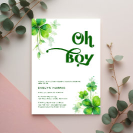 Invitación Oh Boy Greenery St. Patrick's Day Baby Shower