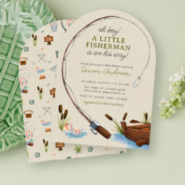 Invitación Oh Boy Little Fishman Watercolor Baby Shower