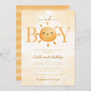 Invitación Oh Boy Little Ray of Sunshine Sun Baby Shower