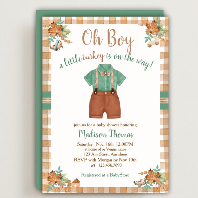 Invitación Oh Boy Little Turkey Baby Shower (Subido por el creador)