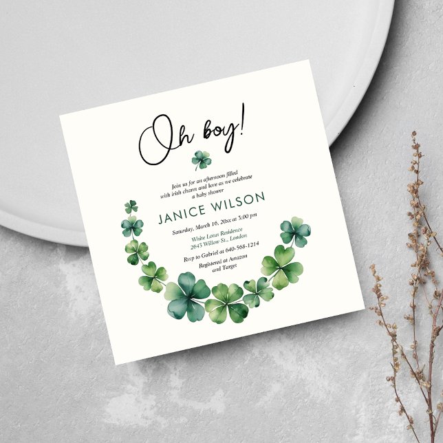 Invitación Oh Boy Lucky Charm Baby Shower (Subido por el creador)