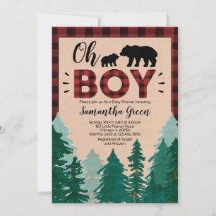 Invitación Oh Boy Lumberjack Baby Shower