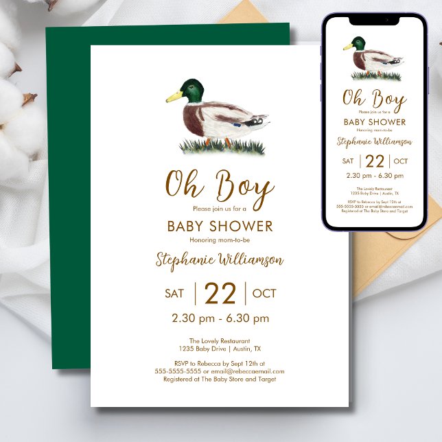 Invitación Oh Boy Mallard Duck Baby Shower (Subido por el creador)