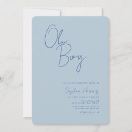 Invitación Oh Boy Minimalista Blue Baby Shower