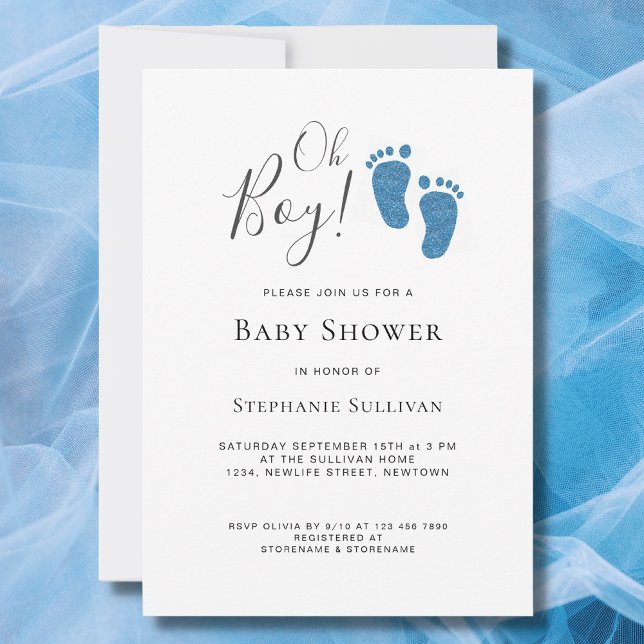 Invitación  Oh Boy Modern Blue Baby Shower  (Subido por el creador)